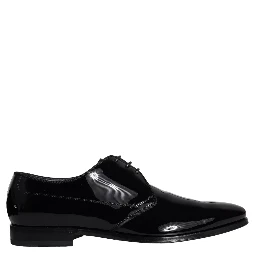 Black Calfskin Leather Derby Men Dress Shoes