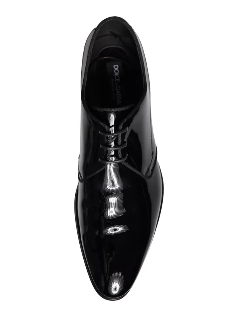 Black Calfskin Leather Derby Men Dress Shoes