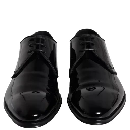 Black Calfskin Leather Derby Men Dress Shoes