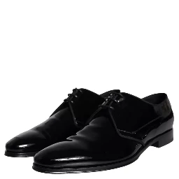 Black Calfskin Leather Derby Men Dress Shoes