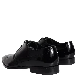 Black Calfskin Leather Derby Men Dress Shoes