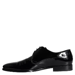 Black Calfskin Leather Derby Men Dress Shoes