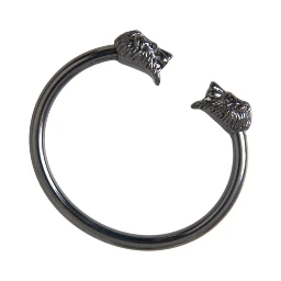 Black Rhodium Lion Bangle Bracelet Women