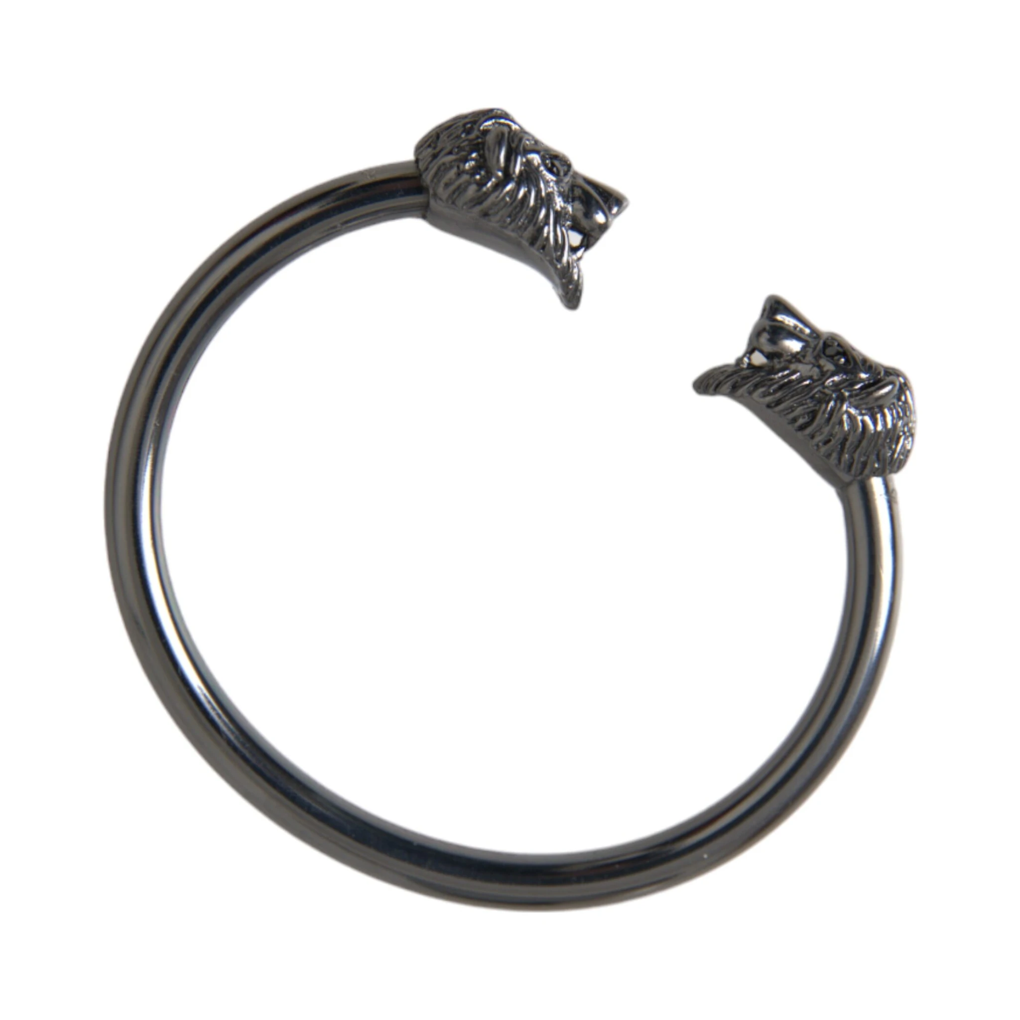 Black Rhodium Lion Bangle Bracelet Women