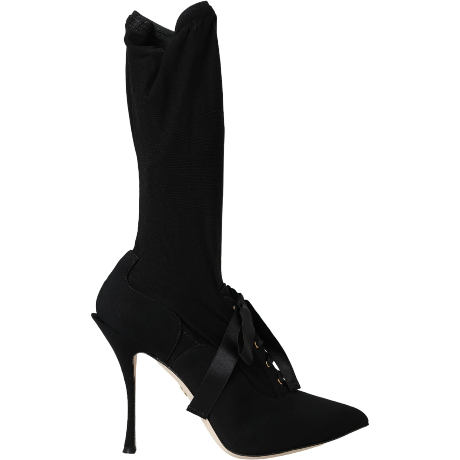 Black Stiletto Heels Mid Calf Boots Shoes