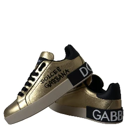Gold Portofino Calf Leather Sneakers Women Shoes