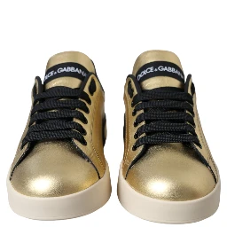 Gold Portofino Calf Leather Sneakers Women Shoes