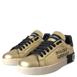 Gold Portofino Calf Leather Sneakers Women Shoes