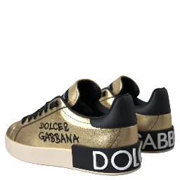 Gold Portofino Calf Leather Sneakers Women Shoes