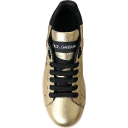 Gold Portofino Calf Leather Sneakers Women Shoes