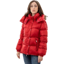 Red Polyamide Full-Length Jacket
