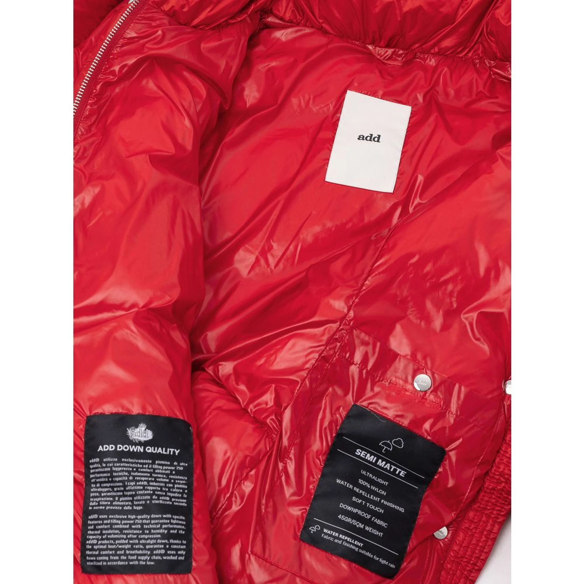 Red Polyamide Full-Length Jacket