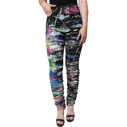 Multicolor Splatter Paint Cotton Skinny Denim Jeans