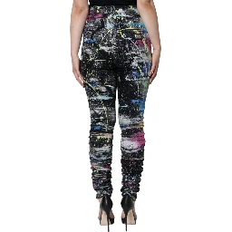Multicolor Splatter Paint Cotton Skinny Denim Jeans