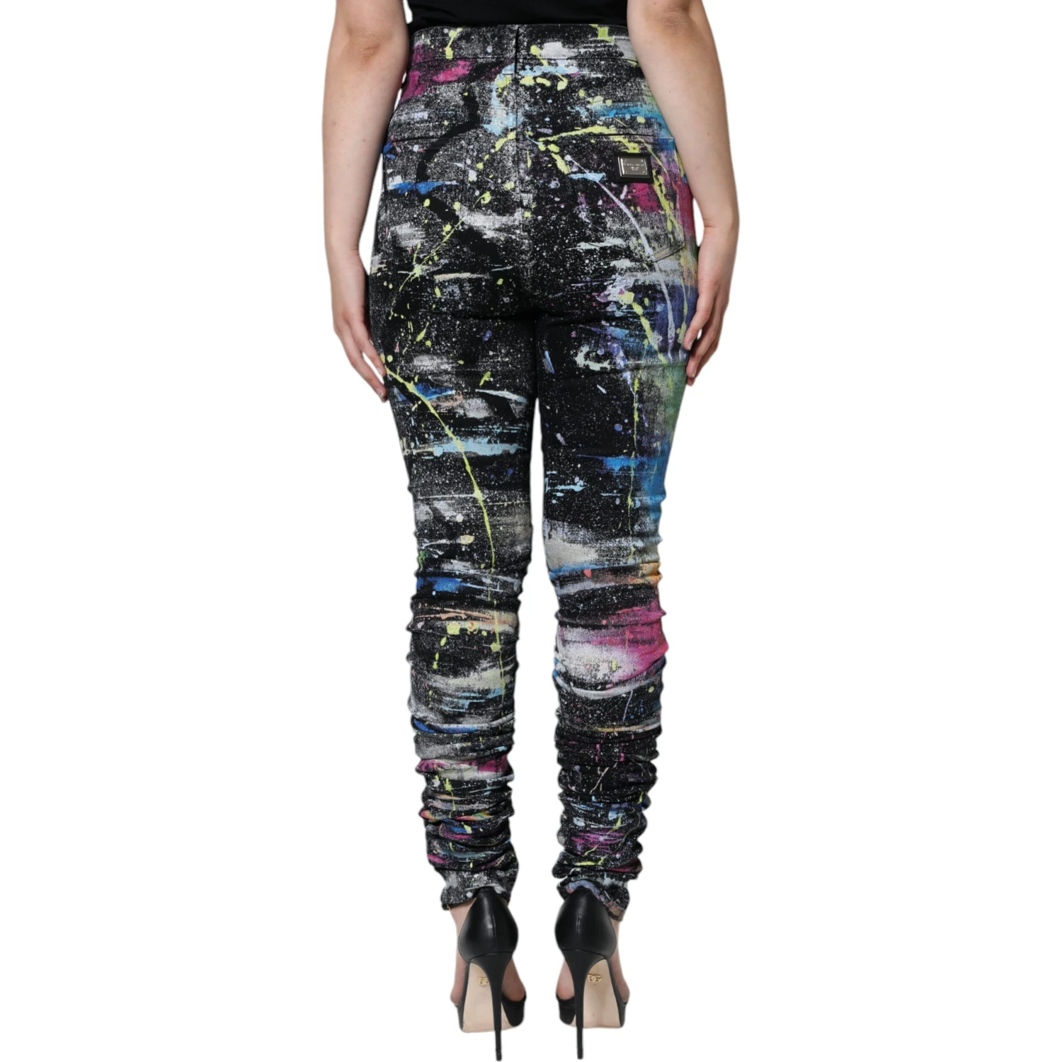 Multicolor Splatter Paint Cotton Skinny Denim Jeans
