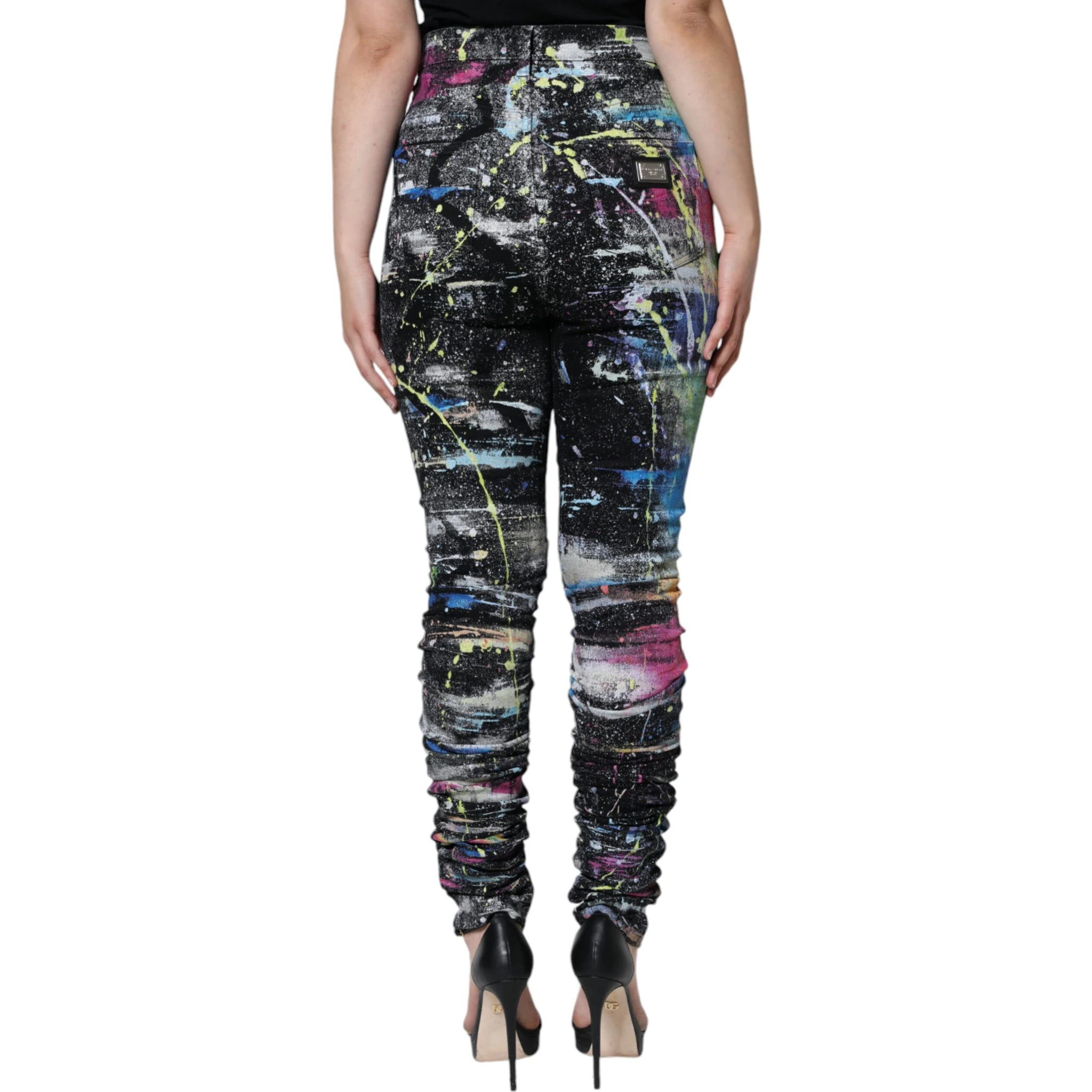 Multicolor Splatter Paint Cotton Skinny Denim Jeans