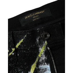 Multicolor Splatter Paint Cotton Skinny Denim Jeans