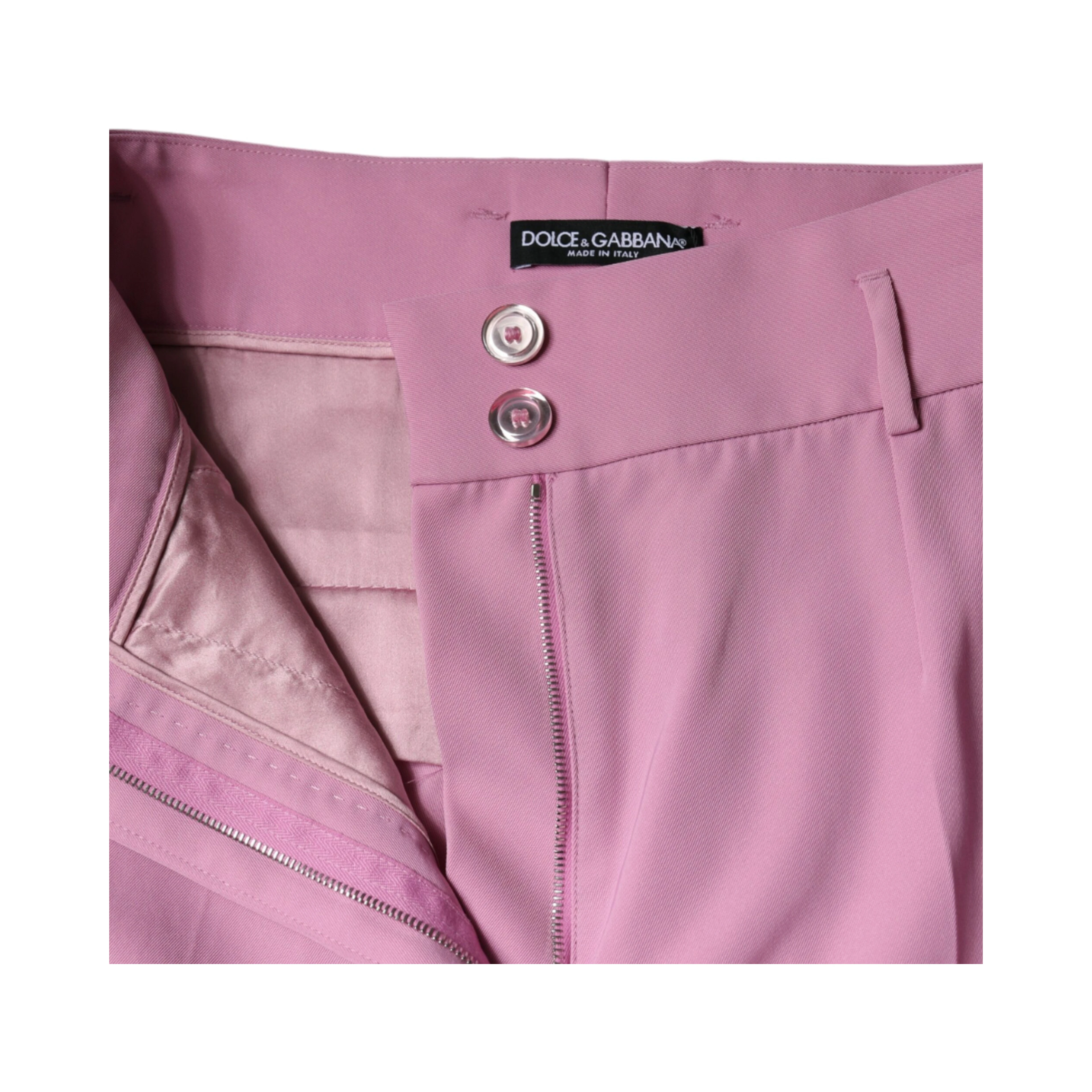 Pink Polyester High Waist Women Tapered Pants