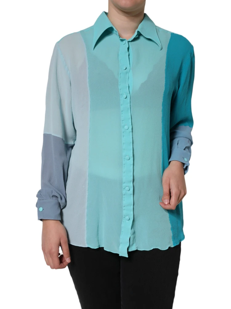 Multicolor Long Sleeve Button Blouse Top alternative