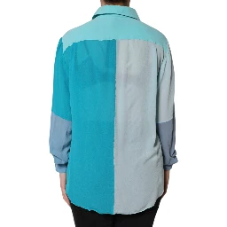 Multicolor Long Sleeve Button Blouse Top