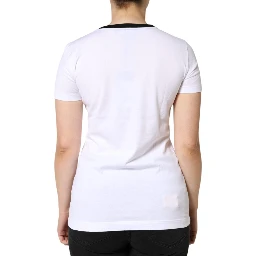 White Eleganza Print Cotton Short Sleeves T-shirt