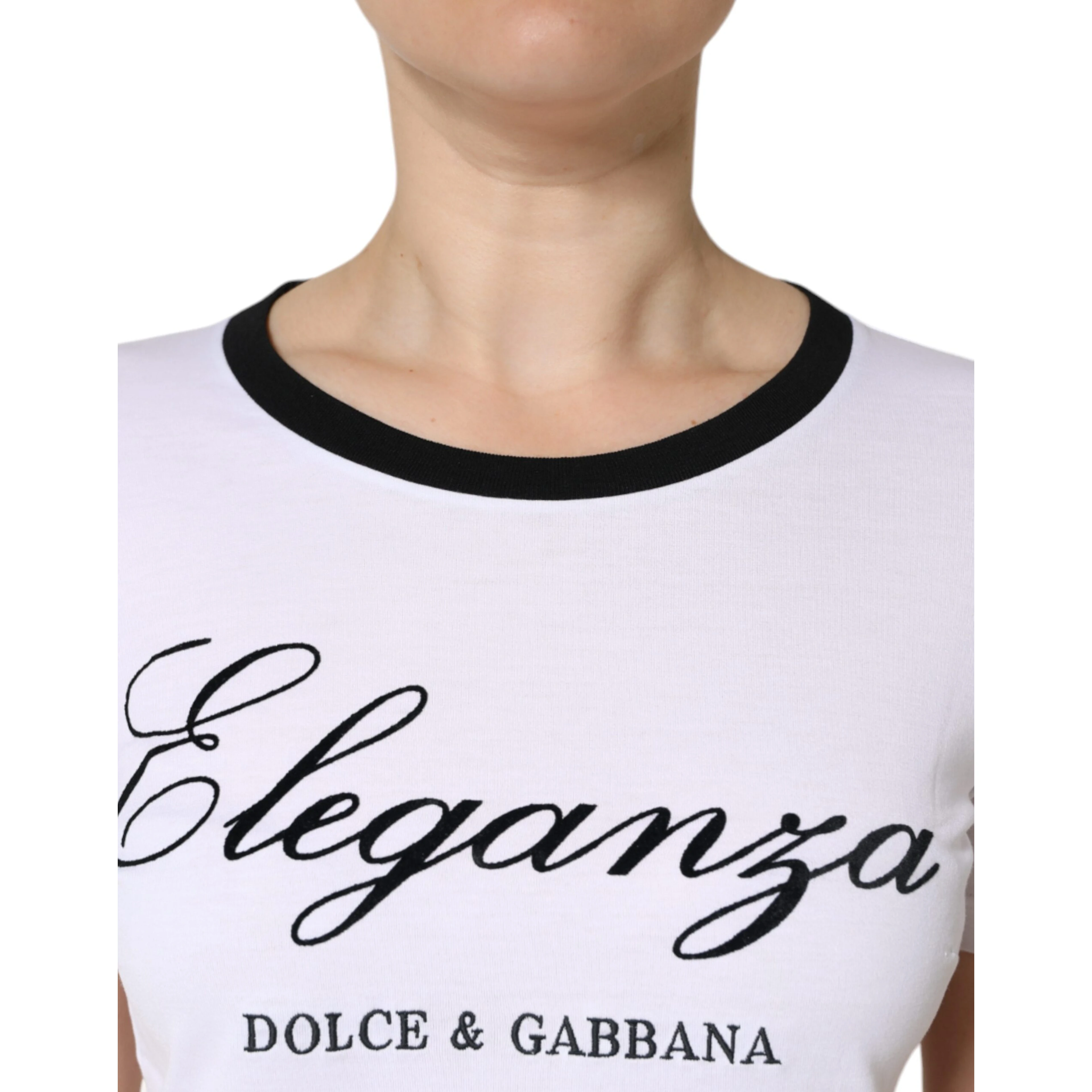 White Eleganza Print Cotton Short Sleeves T-shirt