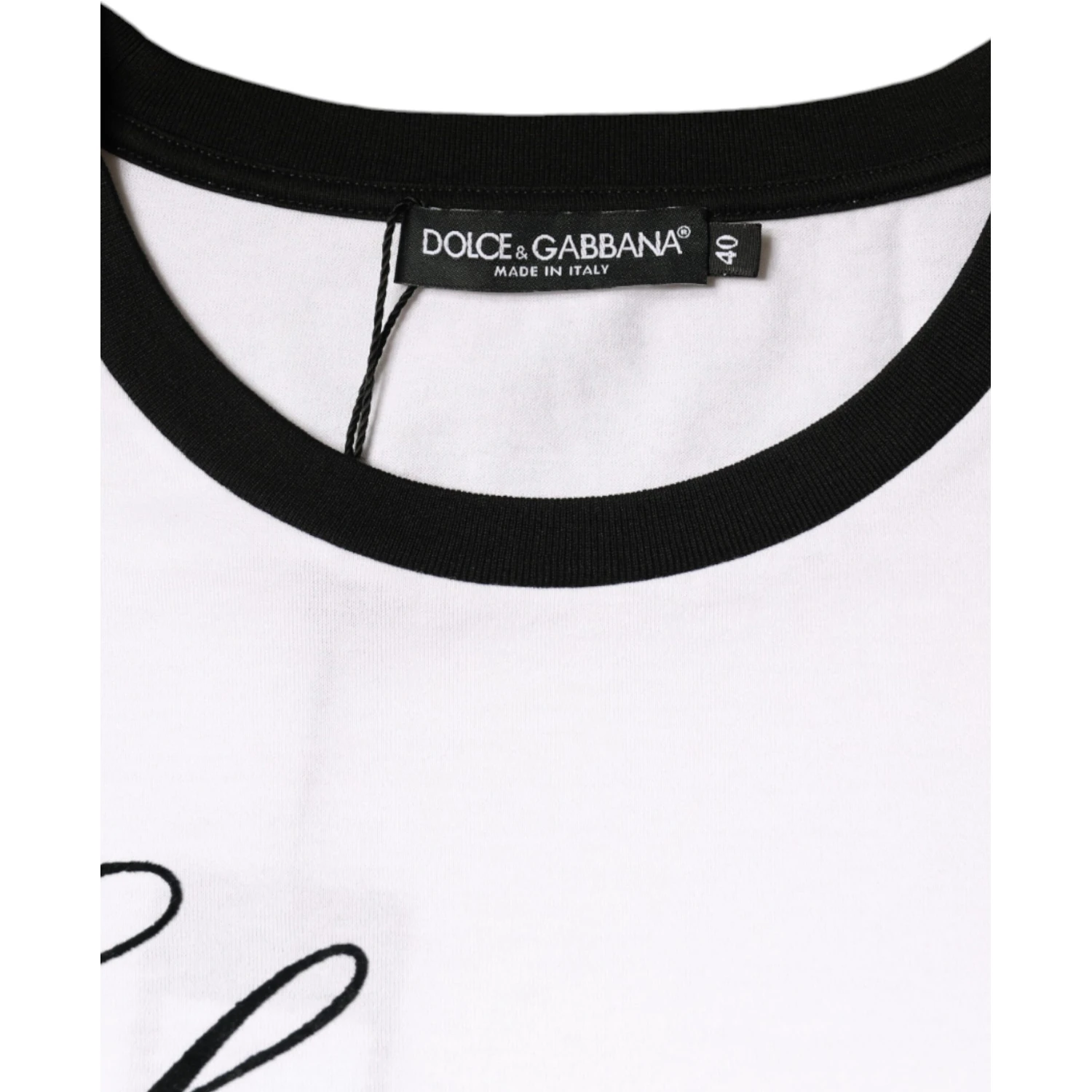 White Eleganza Print Cotton Short Sleeves T-shirt