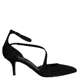 Black Suede Ankle Strap Pumps Heels Shoes