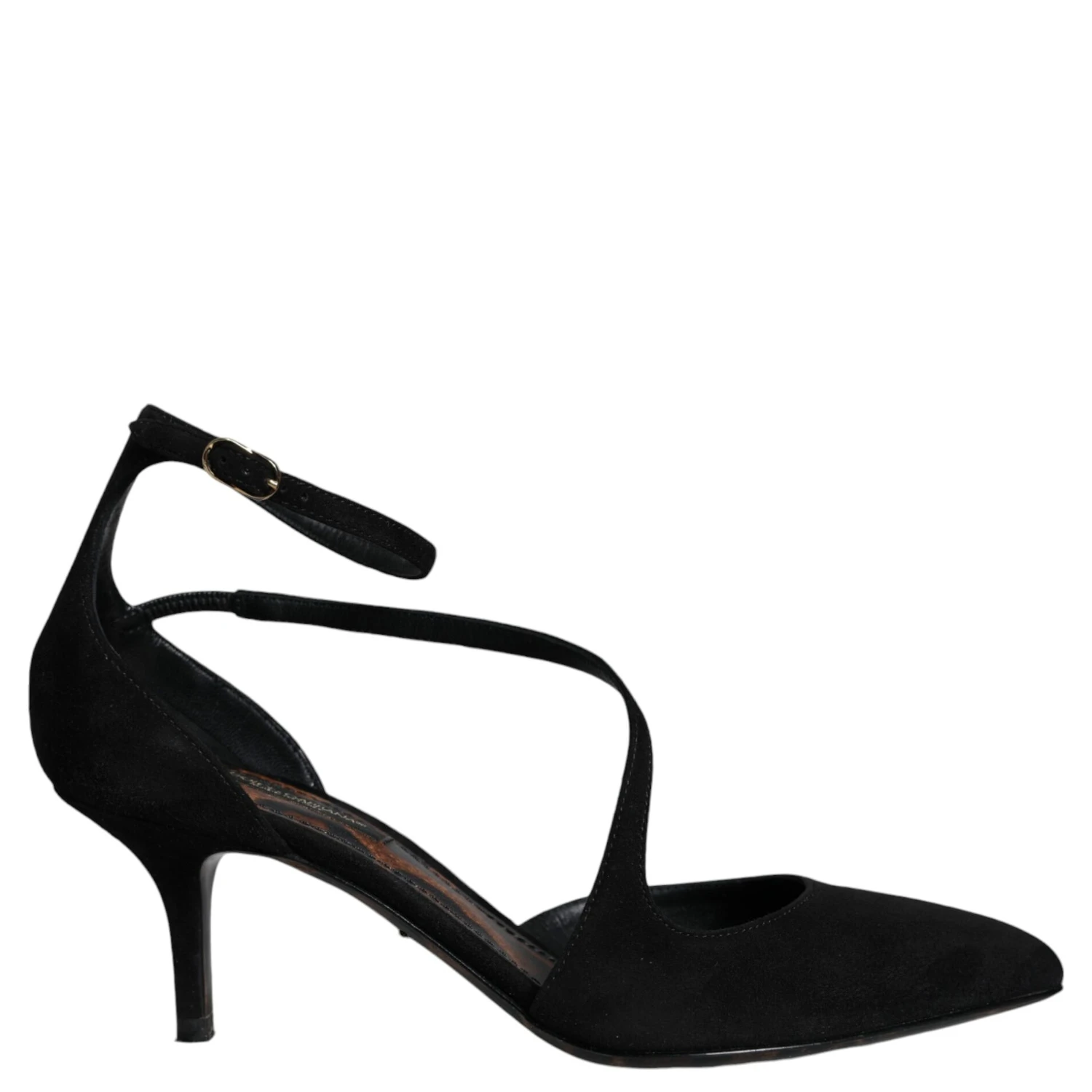 Black Suede Ankle Strap Pumps Heels Shoes