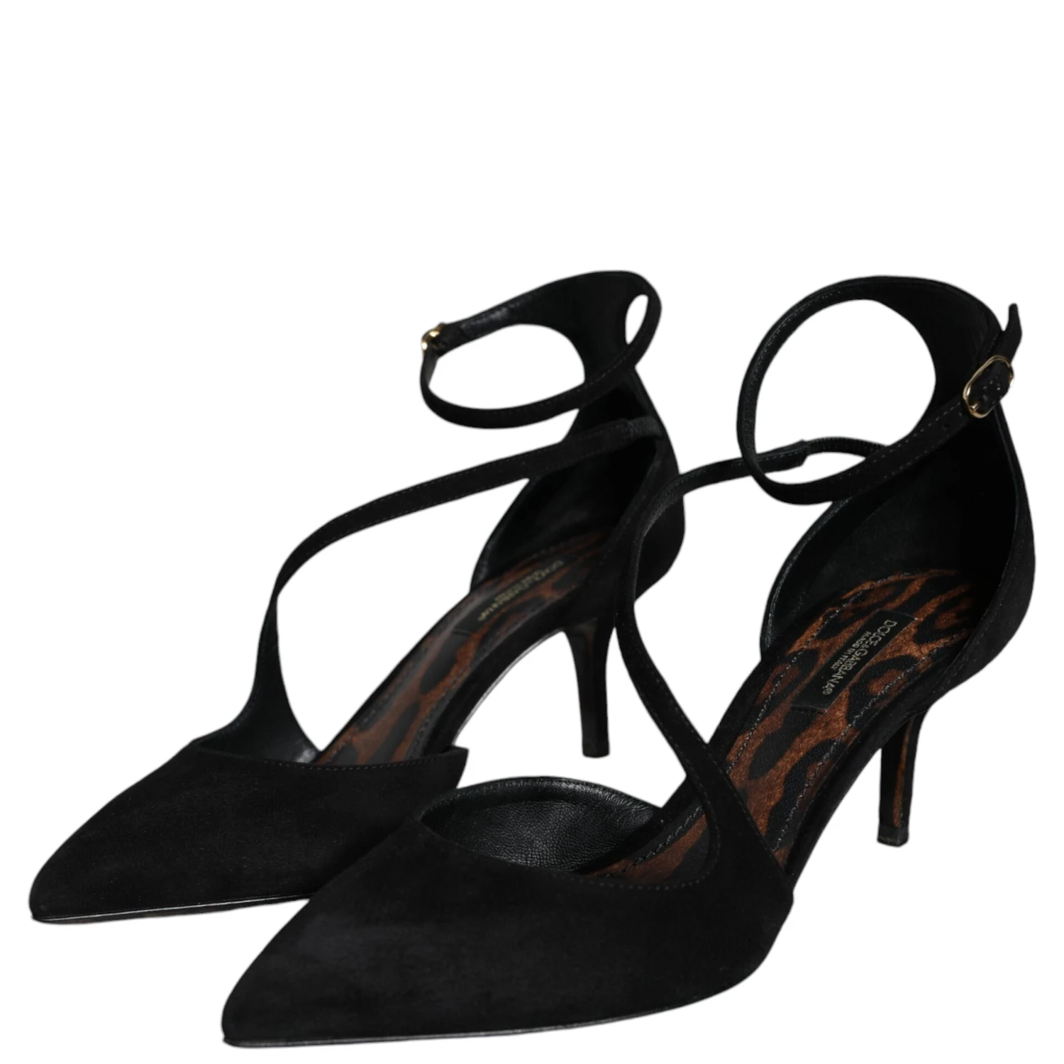 Black Suede Ankle Strap Pumps Heels Shoes