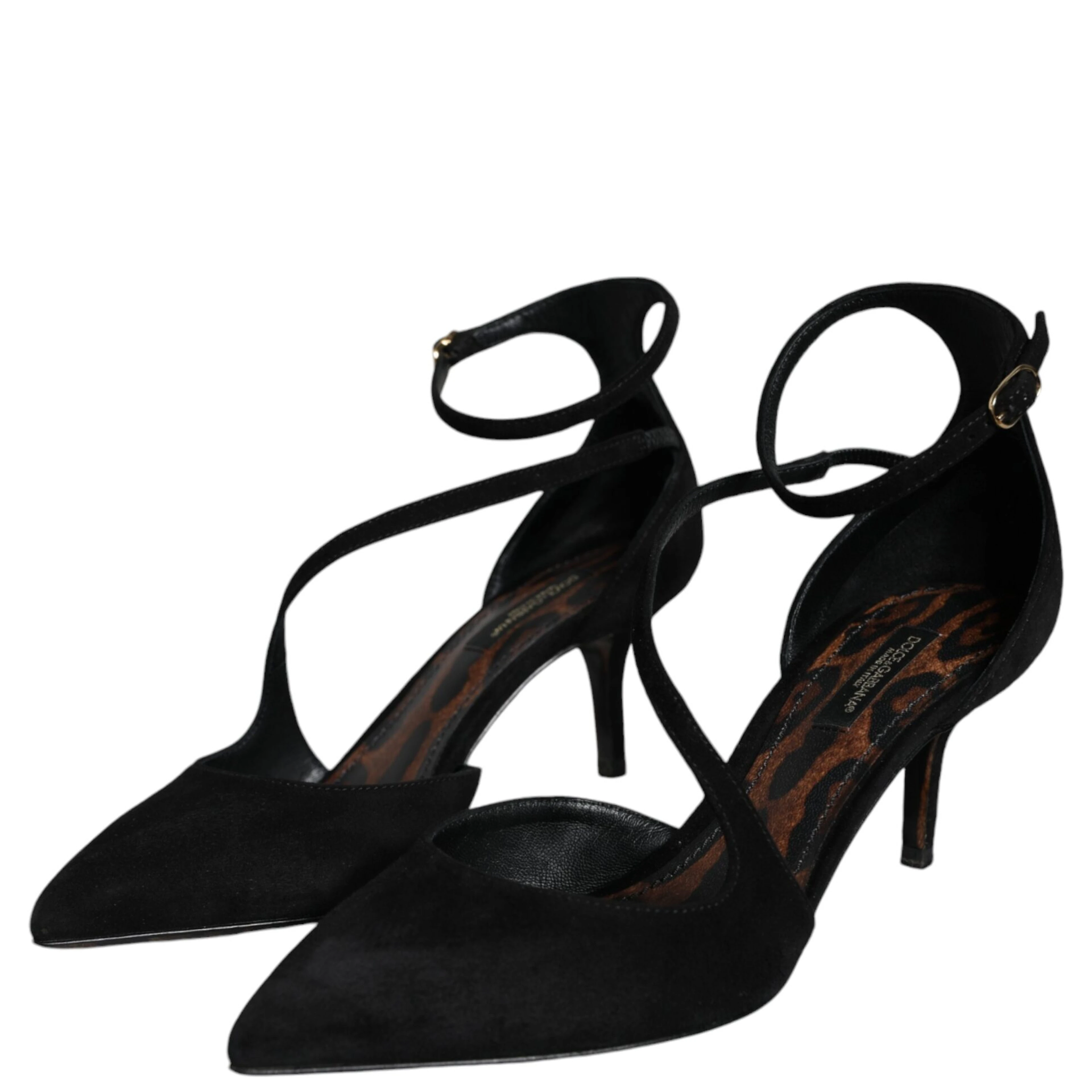 Black Suede Ankle Strap Pumps Heels Shoes