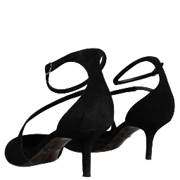 Black Suede Ankle Strap Pumps Heels Shoes