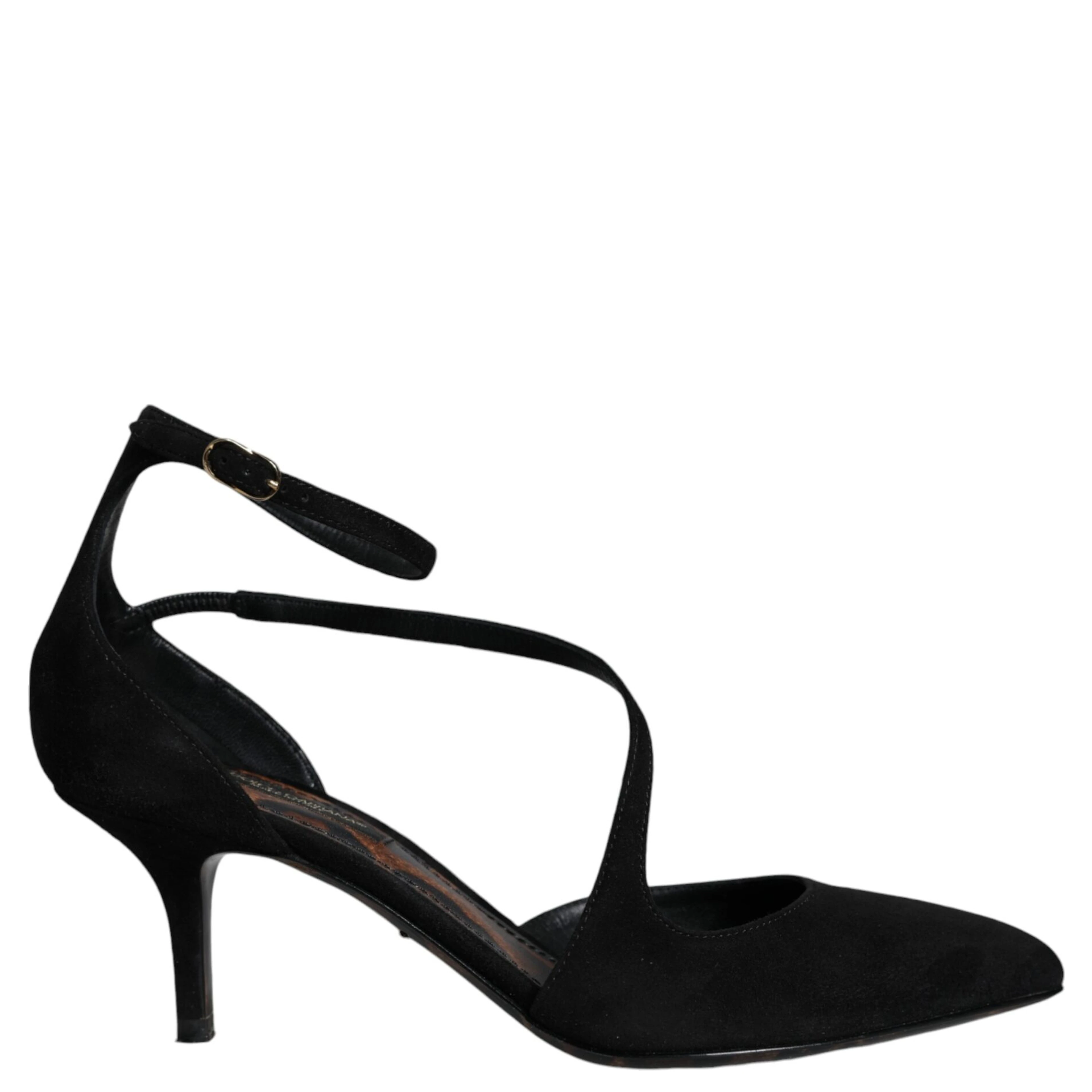 Black Suede Ankle Strap Pumps Heels Shoes