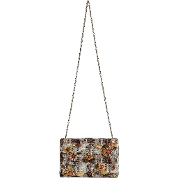 Multicolor Tweed Floral Clutch Crossbody Bag