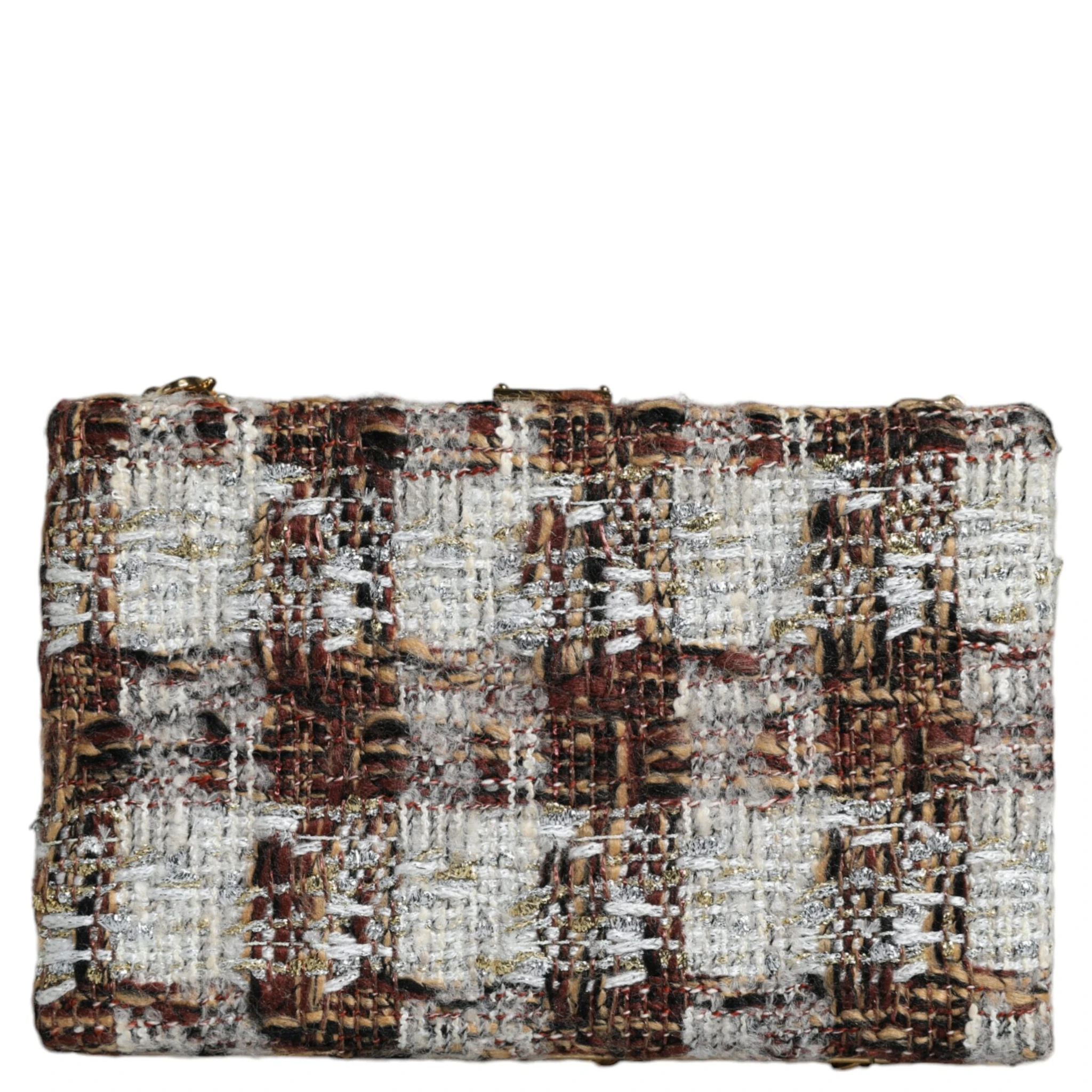 Multicolor Tweed Floral Clutch Crossbody Bag