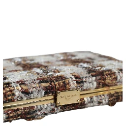 Multicolor Tweed Floral Clutch Crossbody Bag