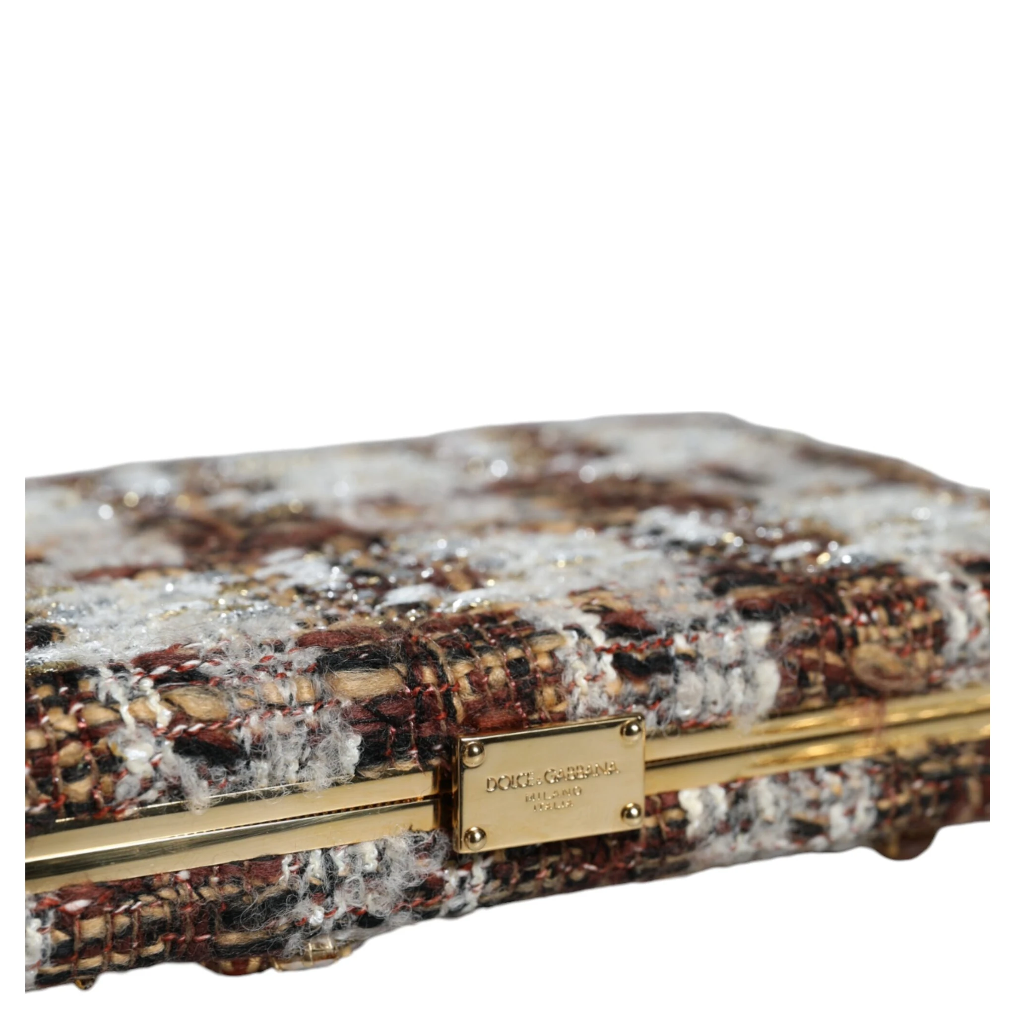 Multicolor Tweed Floral Clutch Crossbody Bag