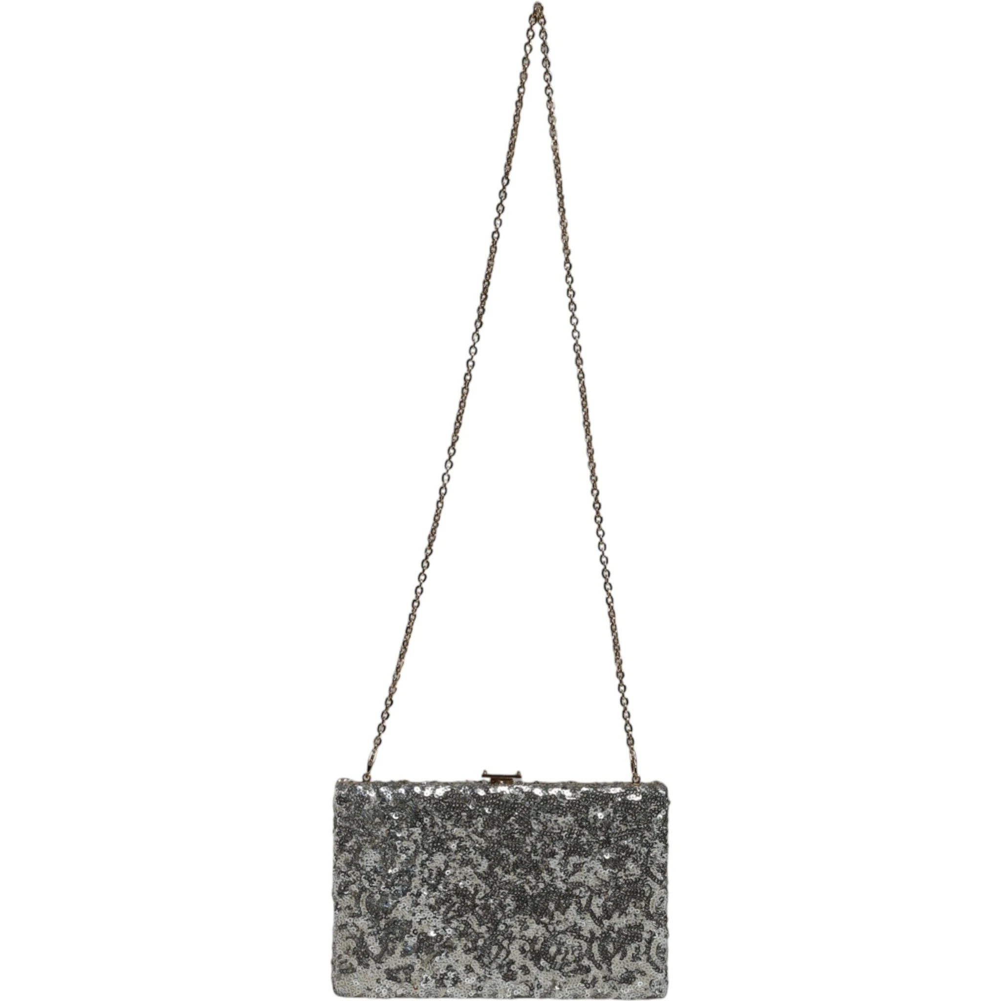 Silver Sequined Clutch Evening Crossbody Bag