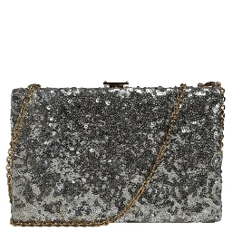 Silver Sequined Clutch Evening Crossbody Bag