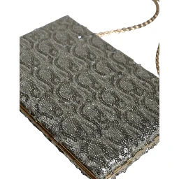 Silver Sequined Clutch Evening Crossbody Bag