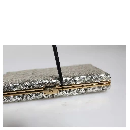 Silver Sequined Clutch Evening Crossbody Bag