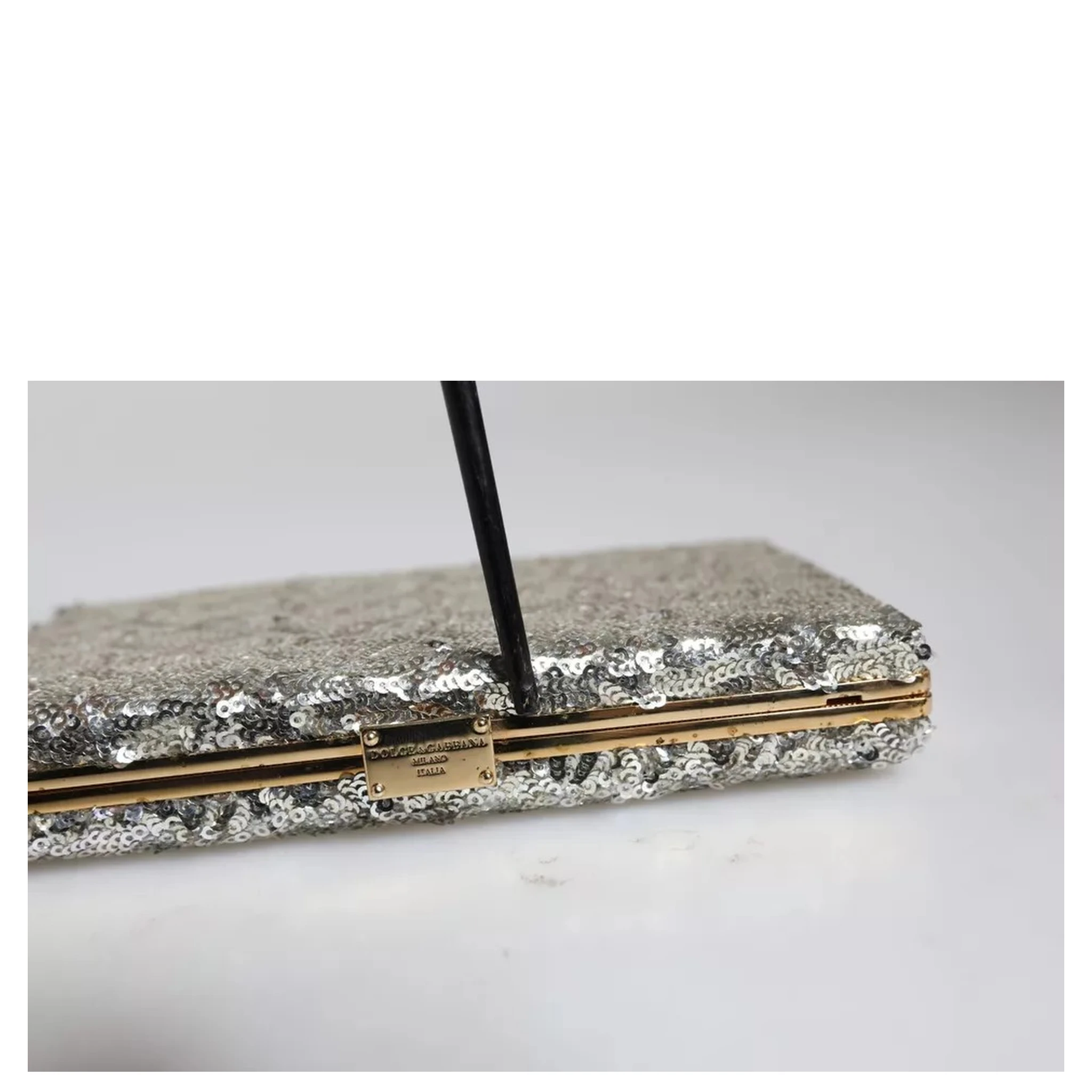 Silver Sequined Clutch Evening Crossbody Bag