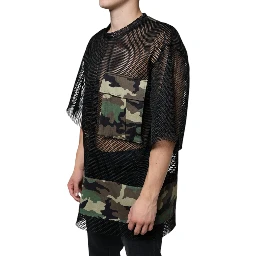 Black Mesh Camouflage Short Sleeves T-shirt