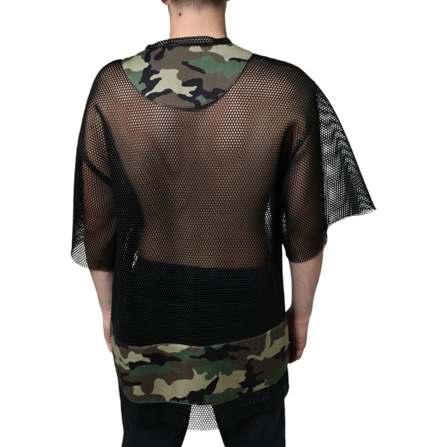 Black Mesh Camouflage Short Sleeves T-shirt