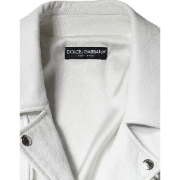 White Lambskin Leather Biker Coat Jacket