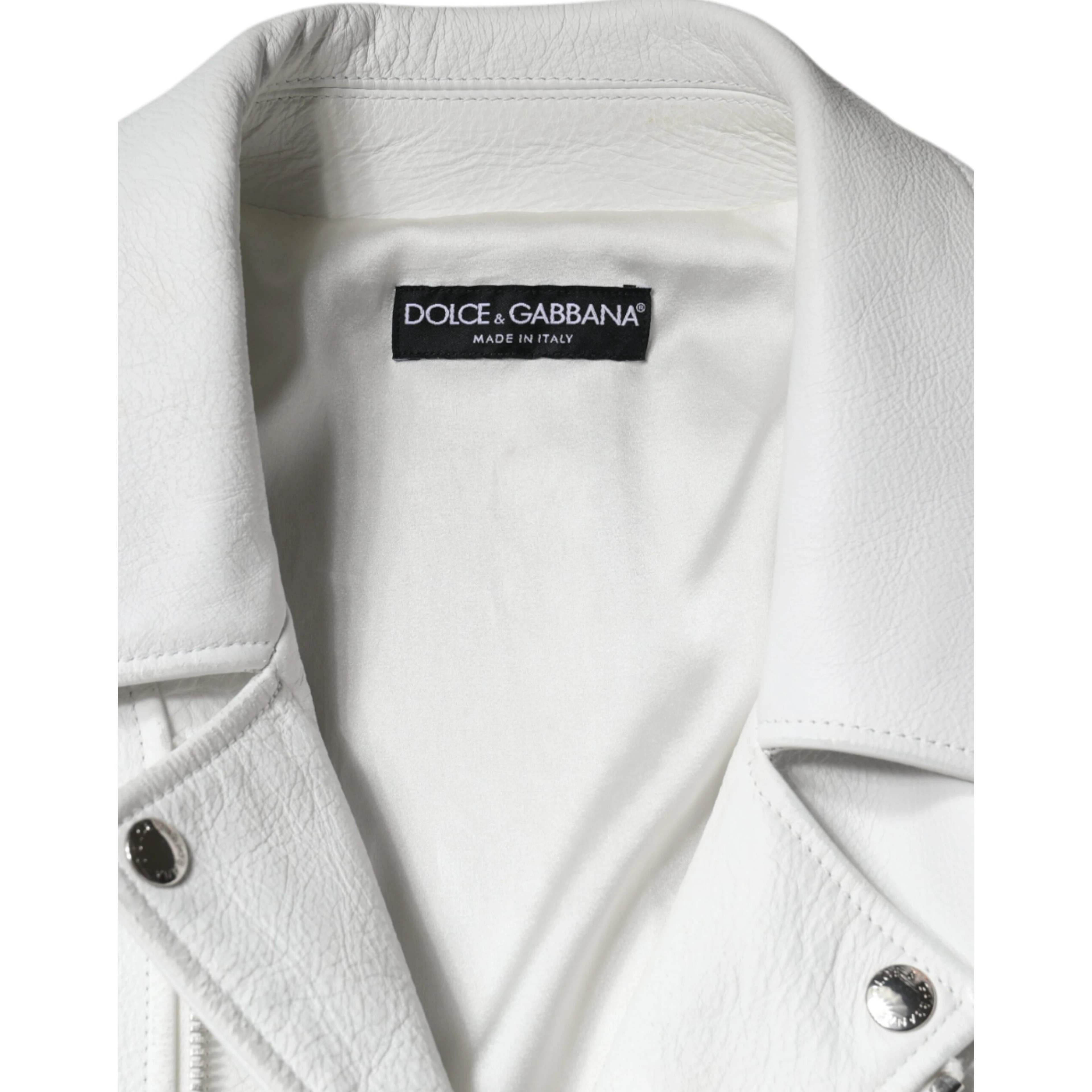 White Lambskin Leather Biker Coat Jacket
