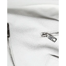 White Lambskin Leather Biker Coat Jacket