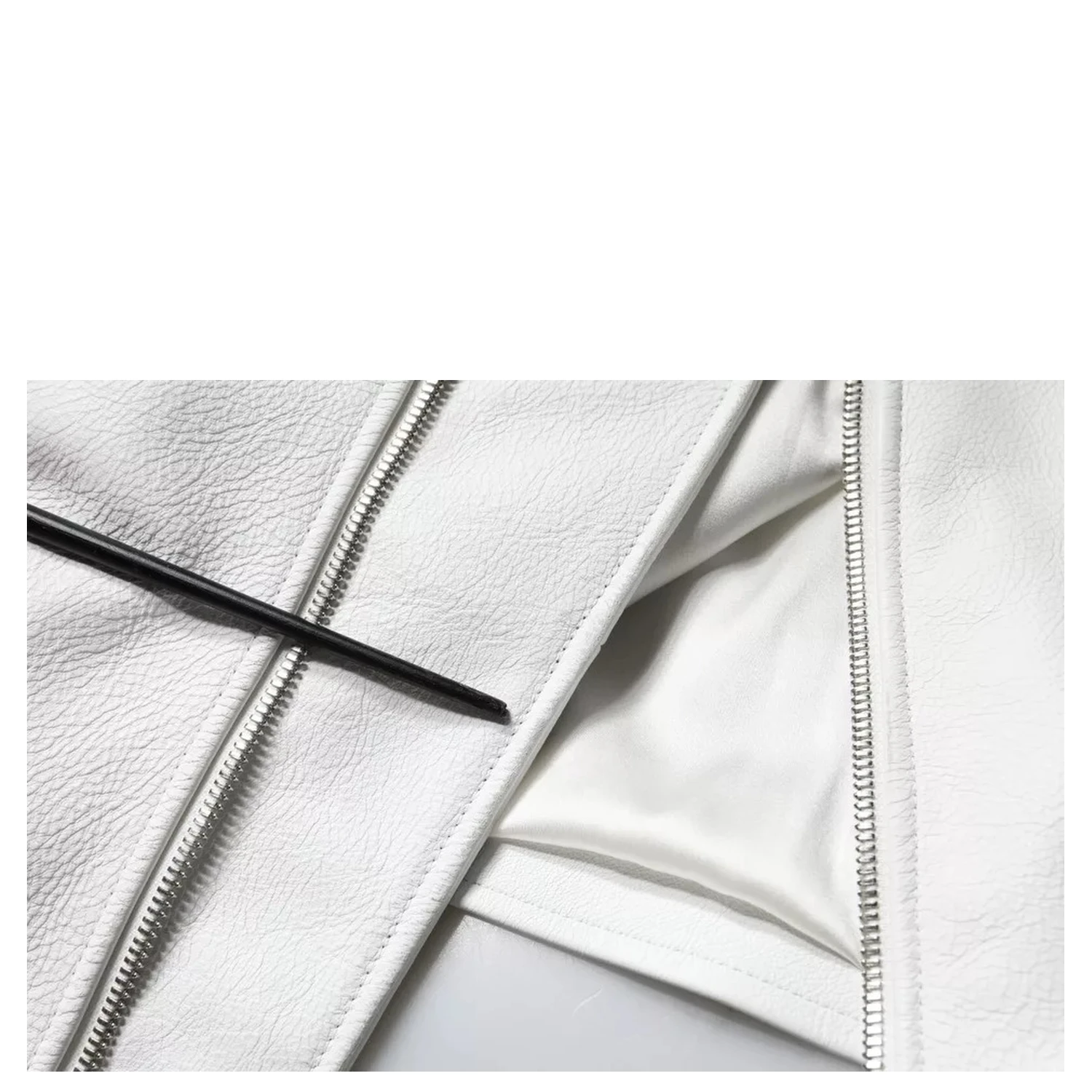 White Lambskin Leather Biker Coat Jacket