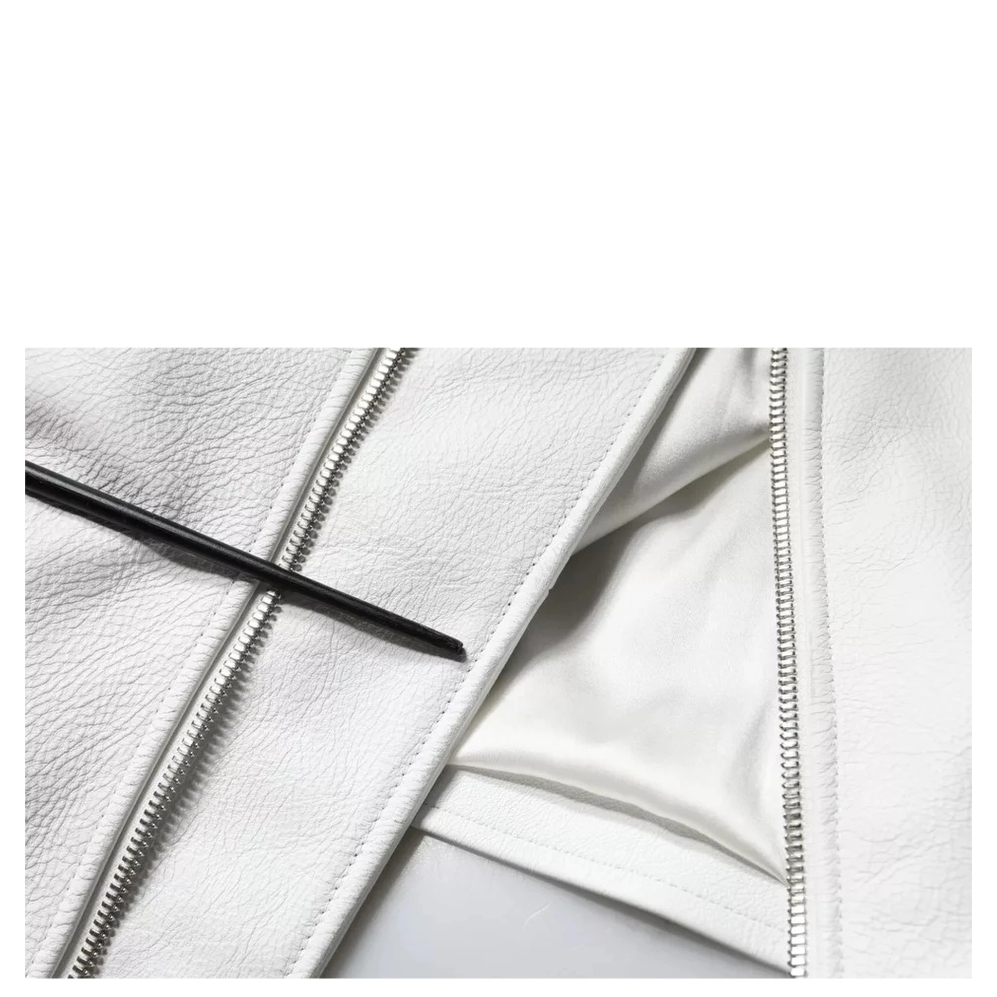 White Lambskin Leather Biker Coat Jacket