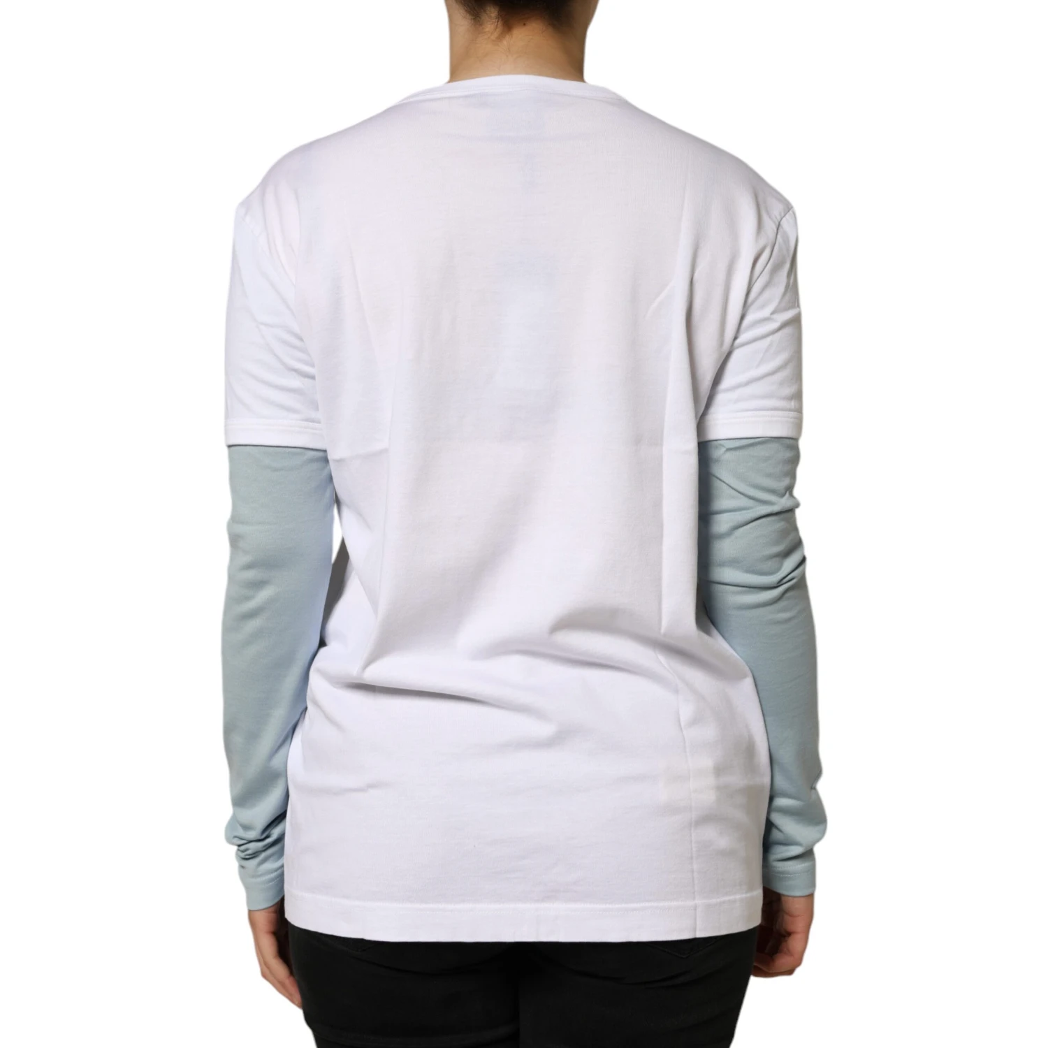 White Cotton Logo Print Round Neck T-shirt